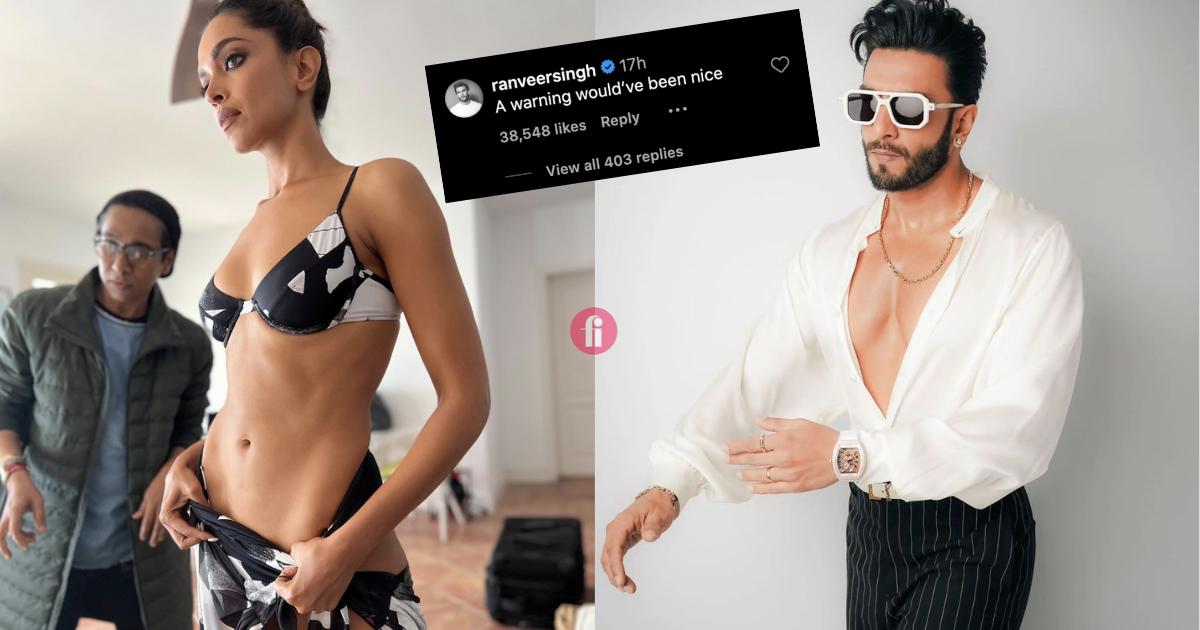 Deepika Padukone posts a bikini photo, and husband Ranveer Singh's response goes viral online. The actor comments that a 